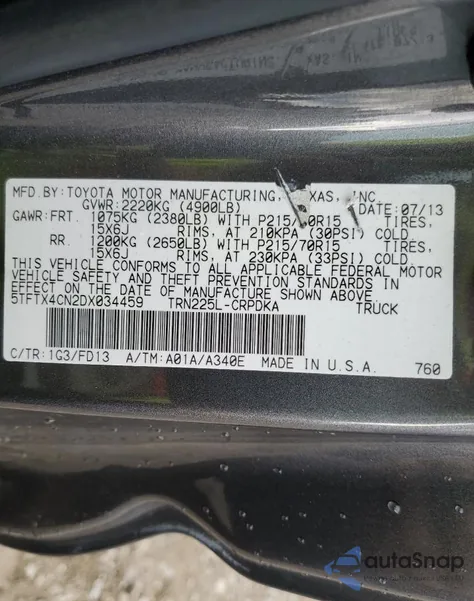 2013 Toyota Tacoma Access Cab z USA, uszkodzony, nr VIN 5TFTX4CN2DX034459